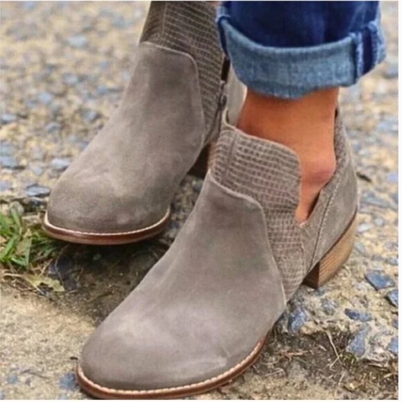Seychelles Shoes - Seychelles Score Snake Embossed Suede Split Shaft Ankle Boot Stone Gray 7
